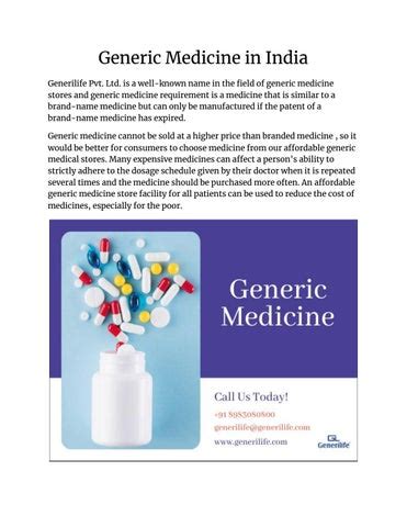 what are generic medicines in india